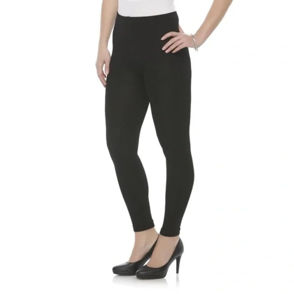 2 Pairs Soft Black Plush Lined Leggings Medium Large